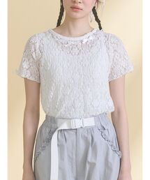merry jenny | ribbon lace tee(Tシャツ/カットソー)