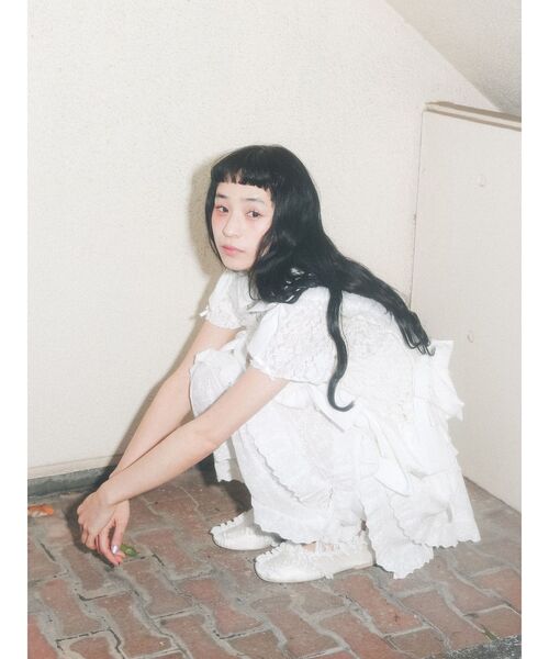 merry jenny(メリージェニー)の「ribbon lace tee(Tシャツ/カットソー・レディース・ブラック/オフホワイト・FREE)」の4枚目の写真