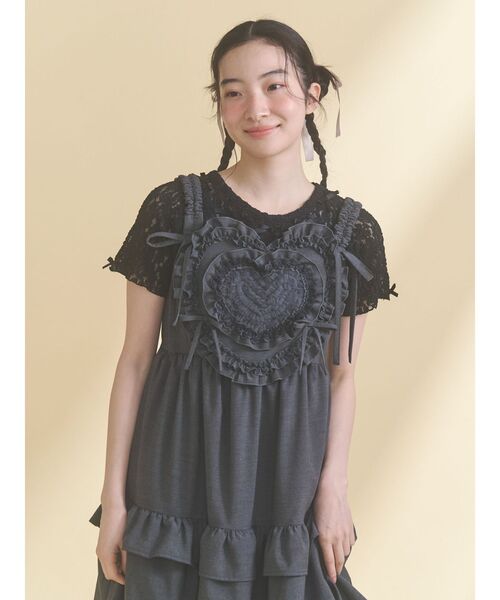merry jenny(メリージェニー)の「ribbon lace tee(Tシャツ/カットソー・レディース・ブラック/オフホワイト・FREE)」の11枚目の写真