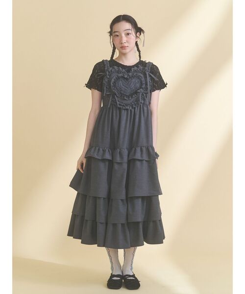 merry jenny(メリージェニー)の「ribbon lace tee(Tシャツ/カットソー・レディース・ブラック/オフホワイト・FREE)」の12枚目の写真