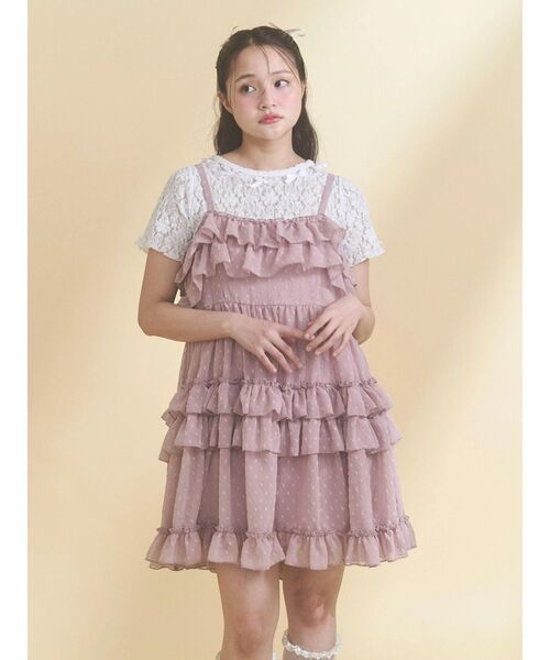 merry jenny(メリージェニー)の「ribbon lace tee(Tシャツ/カットソー・レディース・ブラック/オフホワイト・FREE)」の7枚目の写真