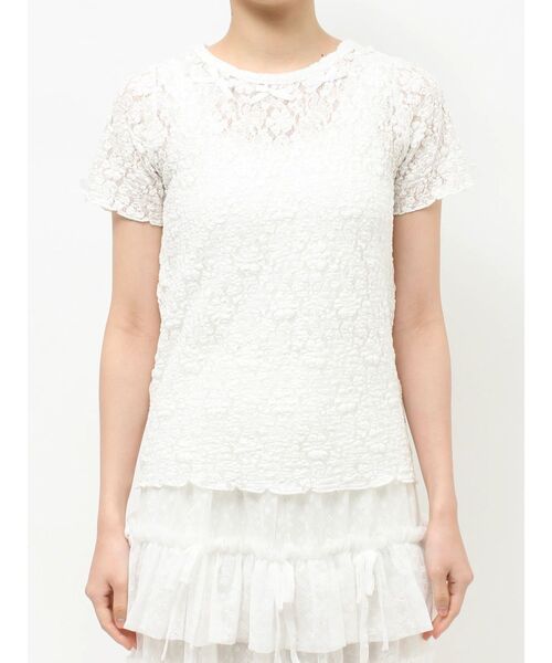 merry jenny(メリージェニー)の「ribbon lace tee(Tシャツ/カットソー・レディース・ブラック/オフホワイト・FREE)」の5枚目の写真