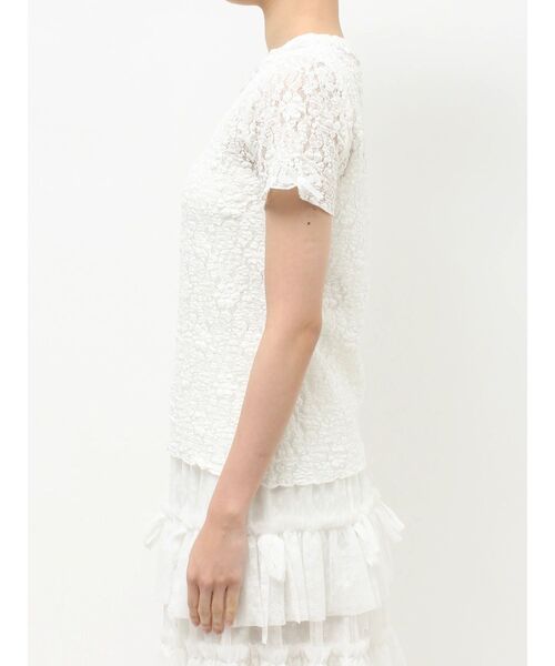 merry jenny(メリージェニー)の「ribbon lace tee(Tシャツ/カットソー・レディース・ブラック/オフホワイト・FREE)」の4枚目の写真