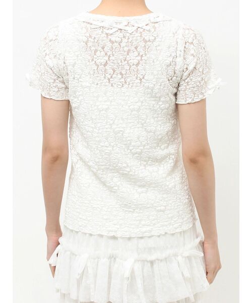 merry jenny(メリージェニー)の「ribbon lace tee(Tシャツ/カットソー・レディース・ブラック/オフホワイト・FREE)」の3枚目の写真