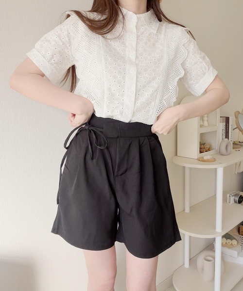 Nana(ナナ)の「ウエストリボンショートパンツ(その他パンツ・レディース・ホワイト/ブラック・FREE)」の3枚目の写真