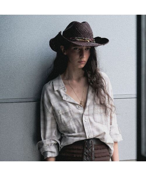 Vintage Pastel Western Checkered Shirt, Light Gray（シャツ 