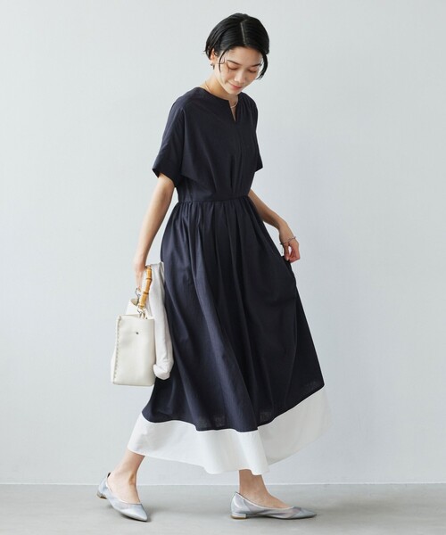 green label relaxing(グリーンレーベルリラクシング)の「Breeze Cool ワンピース マシンウォッシャブル 通気性 UVカット(ワンピース・レディース・ダークグレー/ベージュ/ネイビー・38/36)」の9枚目の写真