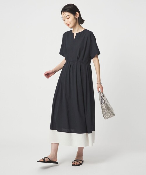 green label relaxing(グリーンレーベルリラクシング)の「Breeze Cool ワンピース マシンウォッシャブル 通気性 UVカット(ワンピース・レディース・ダークグレー/ベージュ/ネイビー・38/36)」の13枚目の写真