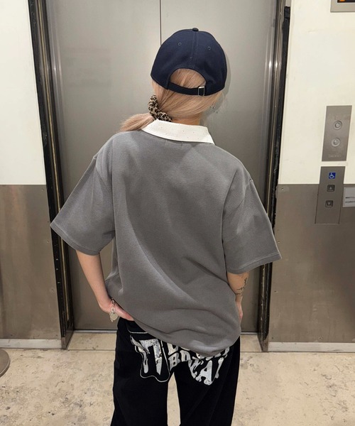 sedacle(セダクル)の「加工針抜きヘンリートップス(Tシャツ/カットソー・メンズ・チャコールグレー/ライトブルー・SMALL/LARGE/MEDIUM)」の6枚目の写真