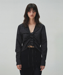 DIAGONAL（ダイアゴナル）の「STRING SHIRRING SHIRTS (black)（シャツ/ブラウス）」