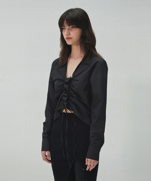 DIAGONAL(ダイアゴナル)の「STRING SHIRRING SHIRTS (black)(シャツ/ブラウス・レディース・その他・FREE)」の11枚目の写真