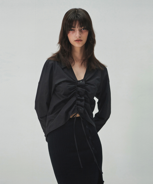 DIAGONAL(ダイアゴナル)の「STRING SHIRRING SHIRTS (black)(シャツ/ブラウス・レディース・その他・FREE)」の6枚目の写真
