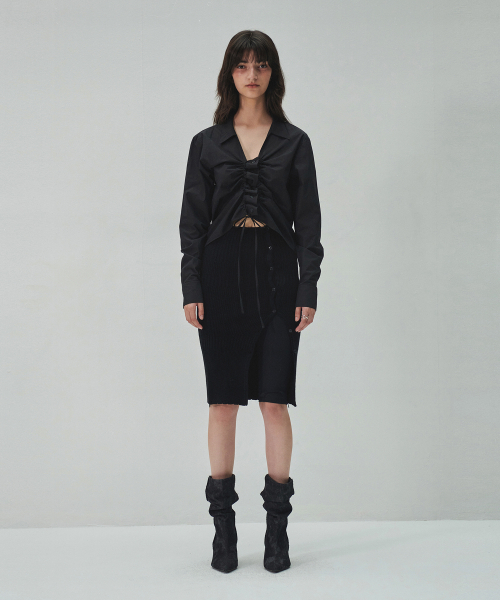 DIAGONAL(ダイアゴナル)の「STRING SHIRRING SHIRTS (black)(シャツ/ブラウス・レディース・その他・FREE)」の8枚目の写真