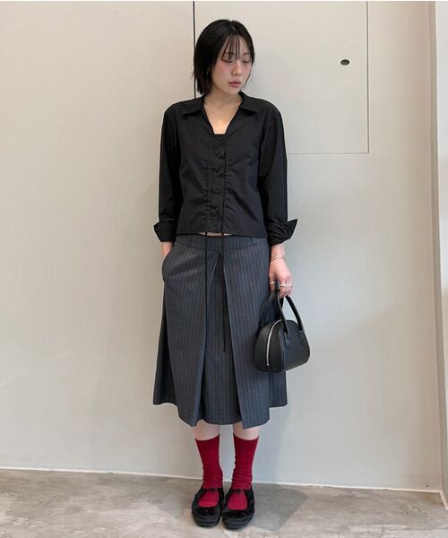 DIAGONAL(ダイアゴナル)の「STRING SHIRRING SHIRTS (black)(シャツ/ブラウス・レディース・その他・FREE)」の2枚目の写真