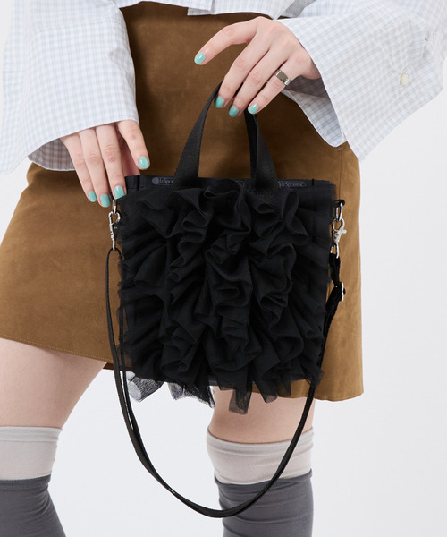 RUFFLE MINI N/S TOTE ブラックレースラッフル（ショルダーバッグ 