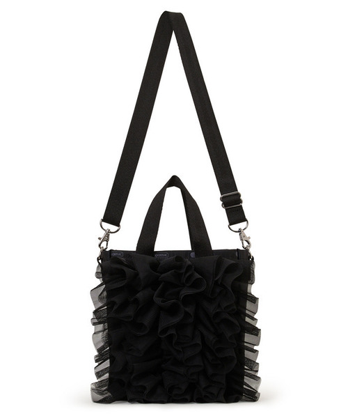 RUFFLE MINI N/S TOTE ブラックレースラッフル（ショルダーバッグ 