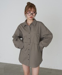 RAY CASSIN | 【ラインストーン / チェック】マルチウェイビッグシャツ / 短丈シャツ(シャツ/ブラウス)