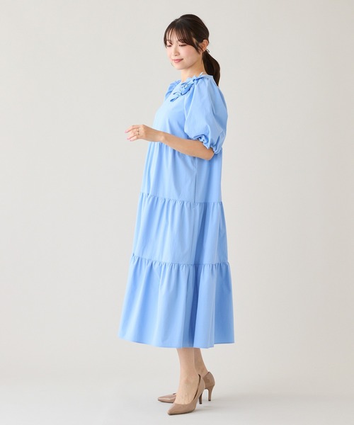 Rose Tiara(ローズティアラ)の「【接触冷感/UVカット/遮熱】ティアードマキシワンピース(ワンピース・レディース・ネイビー/ピンク/ブルー・38/42/46)」の16枚目の写真
