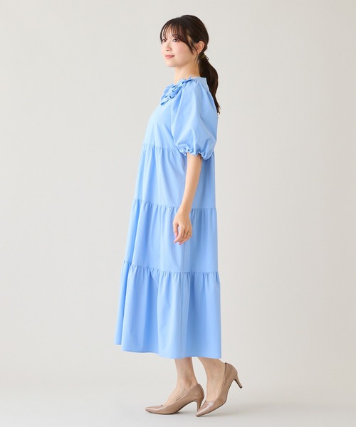 Rose Tiara(ローズティアラ)の「【接触冷感/UVカット/遮熱】ティアードマキシワンピース(ワンピース・レディース・ネイビー/ピンク/ブルー・38/42/46)」の17枚目の写真