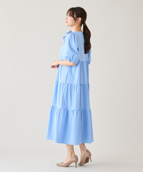 Rose Tiara(ローズティアラ)の「【接触冷感/UVカット/遮熱】ティアードマキシワンピース(ワンピース・レディース・ネイビー/ピンク/ブルー・38/42/46)」の18枚目の写真
