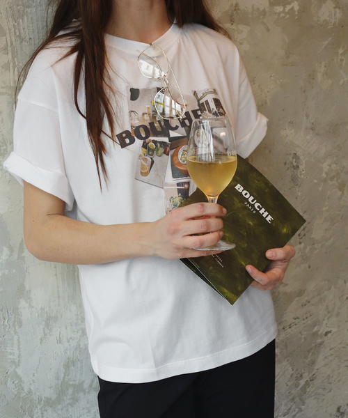 SLOBE IENA(スローブイエナ)の「BOUCHE SLOBE別注 LOGO TEE(Tシャツ/カットソー・レディース・オレンジ/ピンク/ホワイト・FREE)」の1枚目の写真