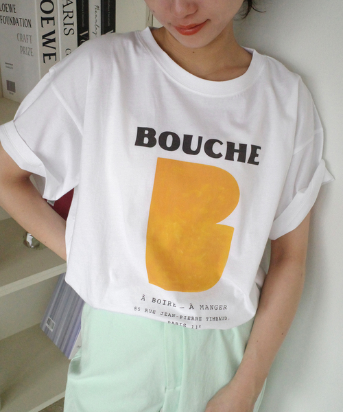 SLOBE IENA(スローブイエナ)の「BOUCHE SLOBE別注 LOGO TEE(Tシャツ/カットソー・レディース・オレンジ/ピンク/ホワイト・FREE)」の3枚目の写真