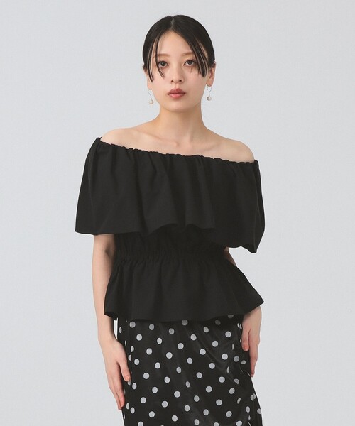 Ray BEAMS(レイビームス)の「【7/31値下げ】ケープ カラー オフショルダー ブラウス(シャツ/ブラウス・レディース・ブラック/ホワイト・ONE SIZE)」の2枚目の写真
