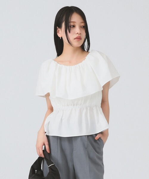 Ray BEAMS(レイビームス)の「【7/31値下げ】ケープ カラー オフショルダー ブラウス(シャツ/ブラウス・レディース・ブラック/ホワイト・ONE SIZE)」の15枚目の写真