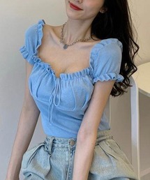 【2WAYで楽しめる】デコルテフリルシャーリングトップス
