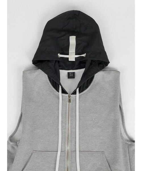 :ETHROF（イーサオブ）の「SLEEVELESS ZIP-UP HOODIE（ベスト・レディース・ブラック/ライトグレー・MEDIUM）」の19枚目の写真