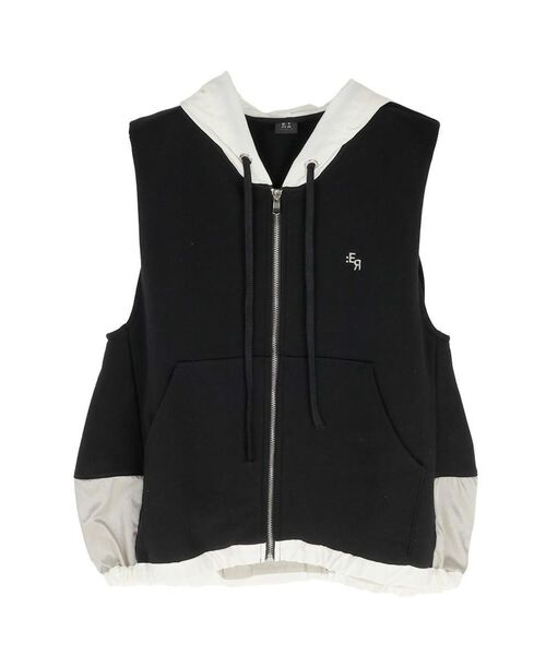 :ETHROF（イーサオブ）の「SLEEVELESS ZIP-UP HOODIE（ベスト・レディース・ブラック/ライトグレー・MEDIUM）」の13枚目の写真