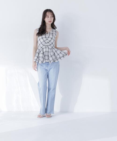 NATURAL BEAUTY BASIC(ナチュラルビューティーベーシック)の「チェックペプラムブラウス(シャツ/ブラウス・レディース・パープル系その他/ホワイト系その他/ブラック系その他2・フリ-)」の6枚目の写真