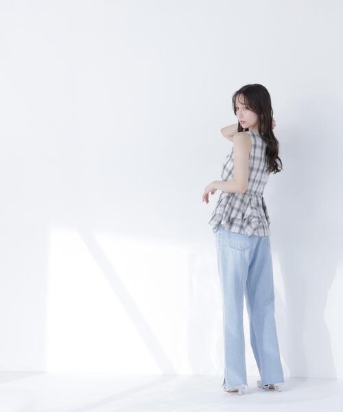 NATURAL BEAUTY BASIC(ナチュラルビューティーベーシック)の「チェックペプラムブラウス(シャツ/ブラウス・レディース・パープル系その他/ホワイト系その他/ブラック系その他2・フリ-)」の8枚目の写真