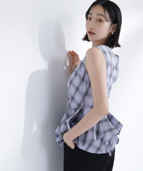NATURAL BEAUTY BASIC(ナチュラルビューティーベーシック)の「チェックペプラムブラウス(シャツ/ブラウス・レディース・パープル系その他/ホワイト系その他/ブラック系その他2・フリ-)」の20枚目の写真