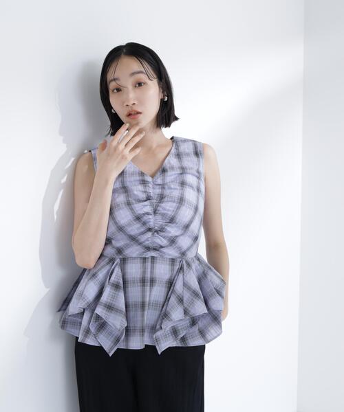 NATURAL BEAUTY BASIC(ナチュラルビューティーベーシック)の「チェックペプラムブラウス(シャツ/ブラウス・レディース・パープル系その他/ホワイト系その他/ブラック系その他2・フリ-)」の22枚目の写真