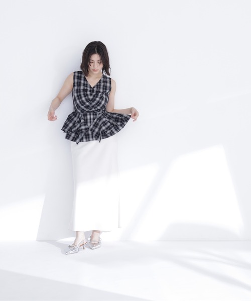 NATURAL BEAUTY BASIC(ナチュラルビューティーベーシック)の「チェックペプラムブラウス(シャツ/ブラウス・レディース・パープル系その他/ホワイト系その他/ブラック系その他2・フリ-)」の12枚目の写真