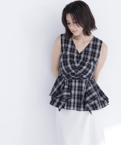 NATURAL BEAUTY BASIC(ナチュラルビューティーベーシック)の「チェックペプラムブラウス(シャツ/ブラウス・レディース・パープル系その他/ホワイト系その他/ブラック系その他2・フリ-)」の13枚目の写真
