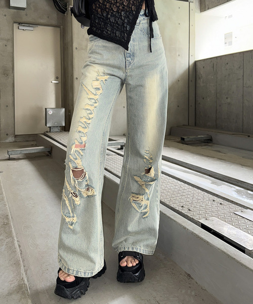 SPIRALGIRL（スパイラルガール）の「Mynaradox Avenデニムパンツ（デニムパンツ・レディース・ブラック/ブルー・SMALL/MEDIUM）」の2枚目の写真