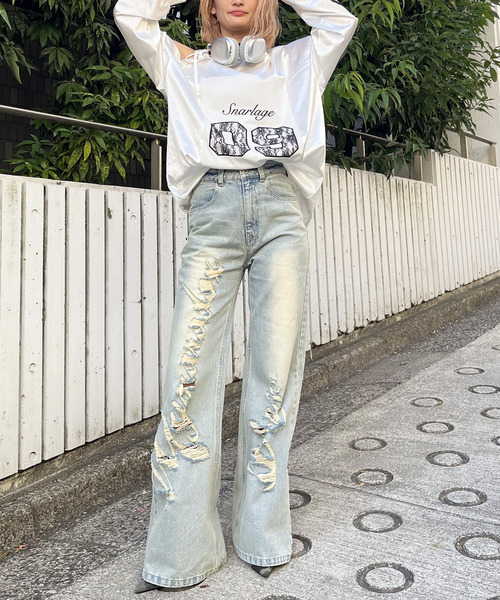 SPIRALGIRL（スパイラルガール）の「Mynaradox Avenデニムパンツ（デニムパンツ・レディース・ブラック/ブルー・SMALL/MEDIUM）」の4枚目の写真