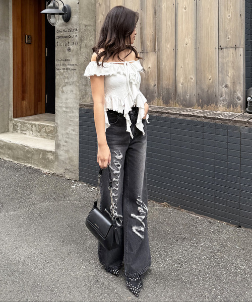 SPIRALGIRL（スパイラルガール）の「Mynaradox Avenデニムパンツ（デニムパンツ・レディース・ブラック/ブルー・SMALL/MEDIUM）」の18枚目の写真