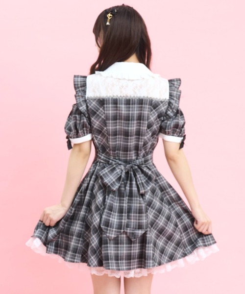 Secret Honey(シークレットハニー)の「ビスチェ切替肩開きワンピース(ワンピース・レディース・ブラックミックス/ピンク・MEDIUM)」の5枚目の写真