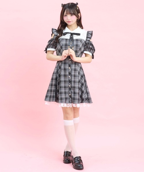 Secret Honey(シークレットハニー)の「ビスチェ切替肩開きワンピース(ワンピース・レディース・ブラックミックス/ピンク・MEDIUM)」の3枚目の写真