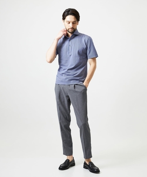 MICHEL KLEIN HOMME (ミッシェルクランオム)の「サッカージャージ半袖ポロシャツ(ポロシャツ・メンズ・ライトブルー/ブラック/ブルー・MEDIUM/LARGE/X-LARGE)」の6枚目の写真