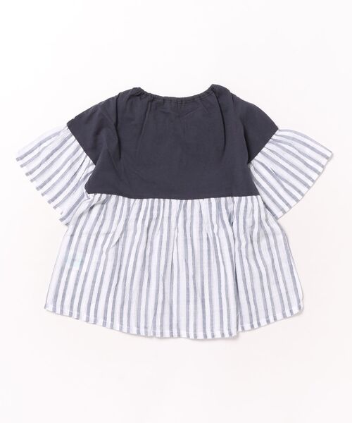 HAKKA KIDS（ハッカキッズ）の「先染めレースストライプチュニックブラウス（チュニック・キッズ・ホワイト/ネイビー・110cm/130cm/100cm/120cm）」の3枚目の写真