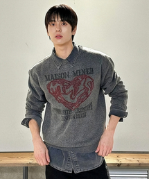 DOODLE HEART KNIT CHARCOAL