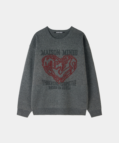 MAISON MINED（メゾンミネド）の「DOODLE HEART KNIT CHARCOAL（ニット/セーター・メンズ・その他・SMALL/MEDIUM/LARGE）」の10枚目の写真