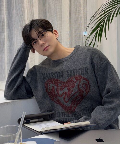 MAISON MINED（メゾンミネド）の「DOODLE HEART KNIT CHARCOAL（ニット/セーター・メンズ・その他・SMALL/MEDIUM/LARGE）」の18枚目の写真