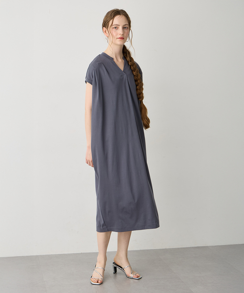 LE SOUK HOLIDAY（ルスークホリデー）の「スキッパーネックコクーンワンピース【接触冷感・吸水速乾】（ワンピース・レディース・チャコールグレー/グリーン/ブラック・M/L）」の16枚目の写真