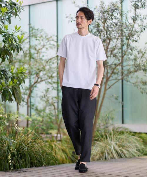 TAKEO KIKUCHI（タケオキクチ）の「【汗染み軽減/接触冷感】テーラード Tシャツ（Tシャツ/カットソー・メンズ・ホワイト/ダークブラウン/ネイビー・02/03/04）」の7枚目の写真