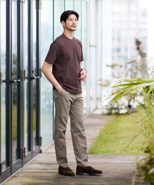 TAKEO KIKUCHI（タケオキクチ）の「【汗染み軽減/接触冷感】テーラード Tシャツ（Tシャツ/カットソー・メンズ・ホワイト/ダークブラウン/ネイビー・02/03/04）」の14枚目の写真